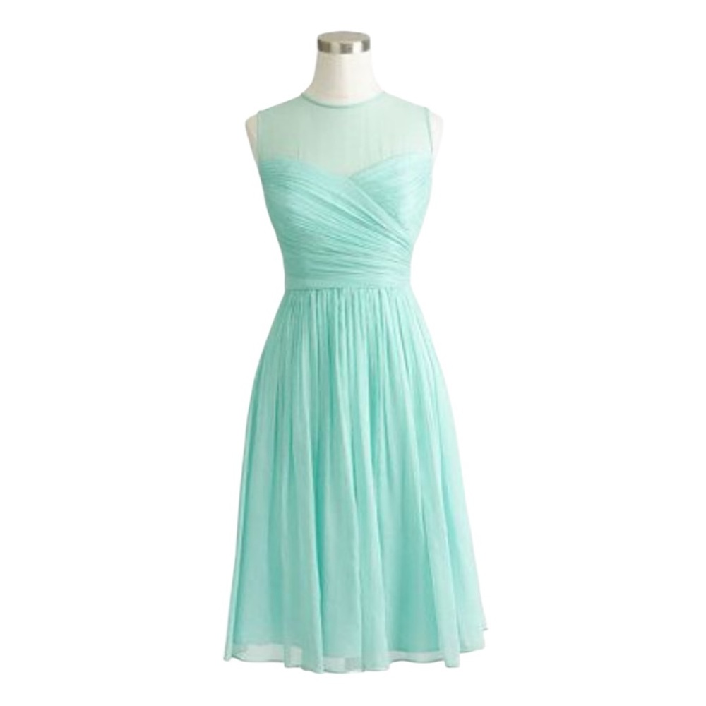 J Crew Arabelle Sleeveless Silk Chiffon Dress size 6 Aqua Bridesmaid NWT
